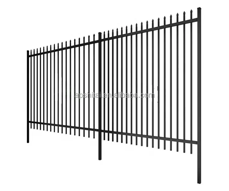 Wholesale 6ftx8ft garden black metal fences wrought iron steel square tube fence design pakistan prices Minimalist Fencing Gate