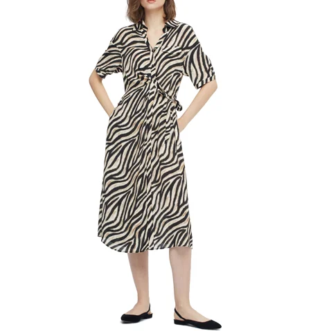 Casual Custom Animal Print Tunic Dresses Women Clothes Zebra Print Lady Mini Dress