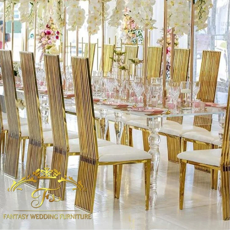 modern Pu Leather high back dining chair stainless steel