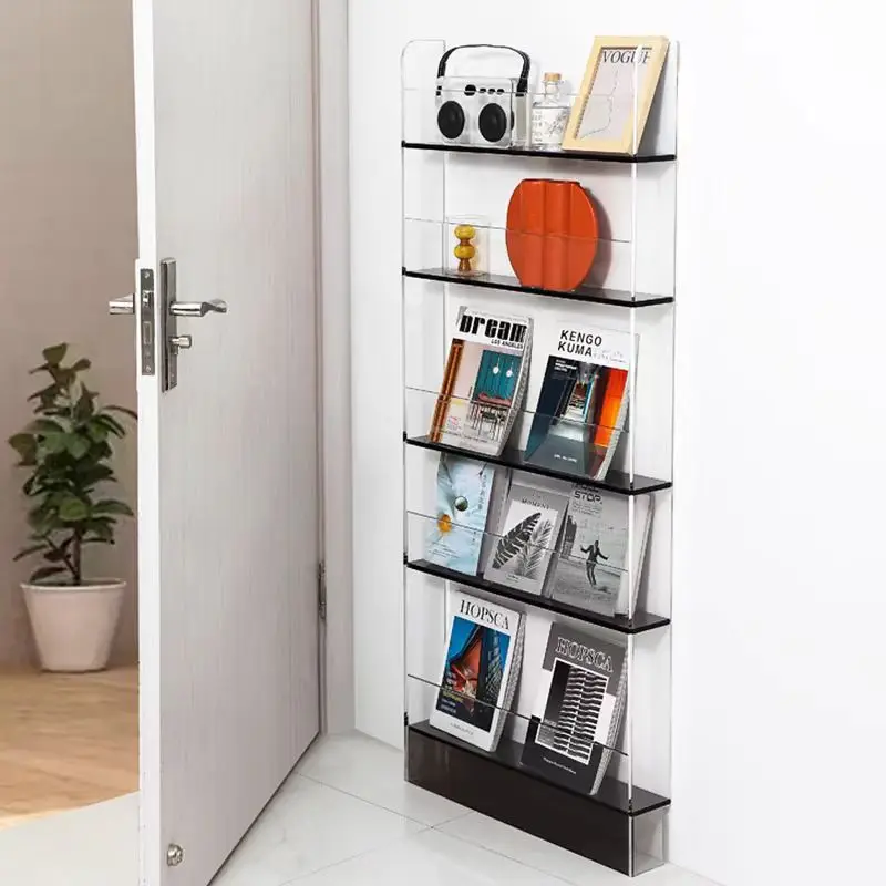 Door-back Storage Rack Multi-layer Acrylic Bookshelf Storage Bookcase with Wall Gap