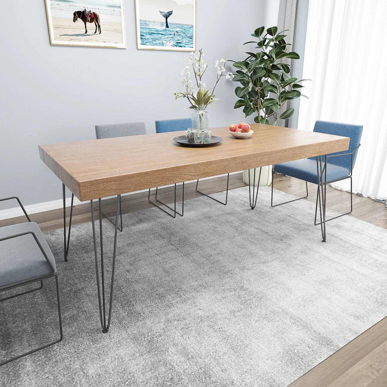 High quality 3 rod office table leg tube metal trestle coffee dining table hairpin leg 28 inch