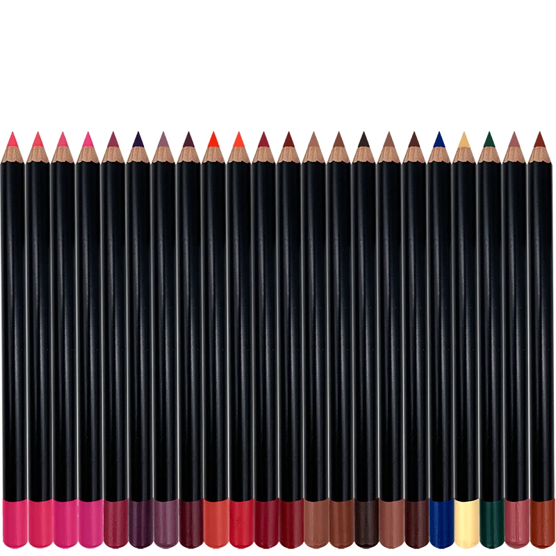 22 colors free sample vegan wooden custom logo lipliner pencil private label