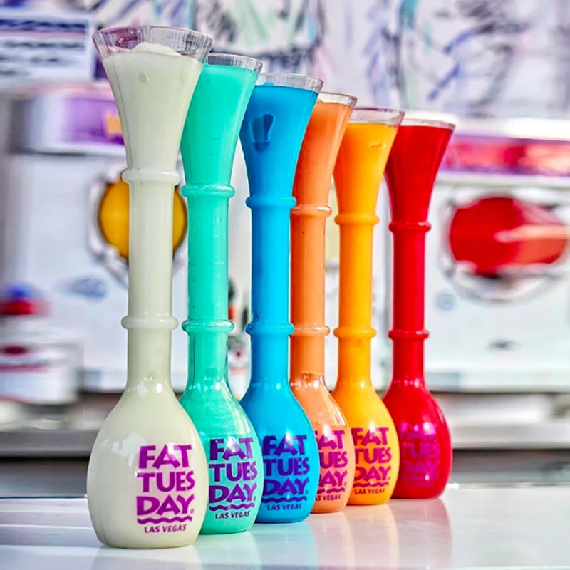 Giant 22oz/32oz/100oz long neck party slushy cup daiquiri plastic drinking yard glass with neck strap