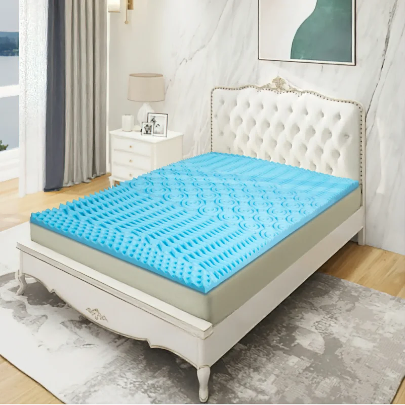 Vacuum Packed Factory Hot Sell High-Density Memory Foam Beauty Blue Bed Airflow Topper 5-Zone gel Memory Foam Mattress