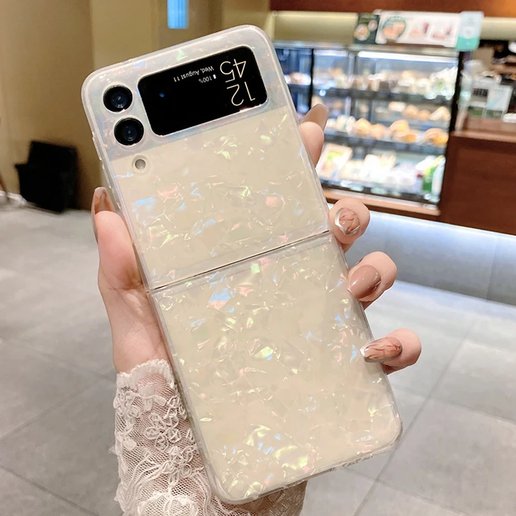 Luxury Fashion Glitter Transparent Gradient case Pattern Phone Case For Samsung Galaxy Z Flip 3 Clamshell Folding Screen