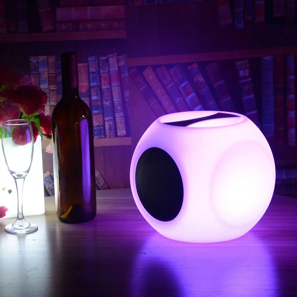 BT wireless speaker for sauna / LED table lamp with music player speaker USB charging and AUX player for office and hotel