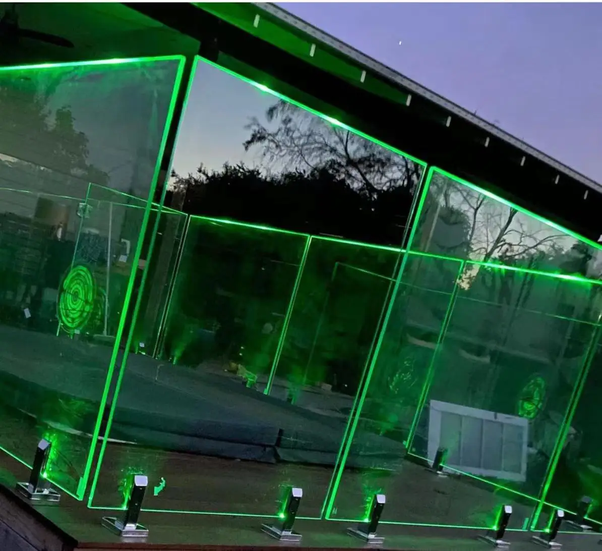 Top Ranking Frameless Glass Pool Fencing 12mm Glass Railing Stainless Steel Glass Spigot With LED Light