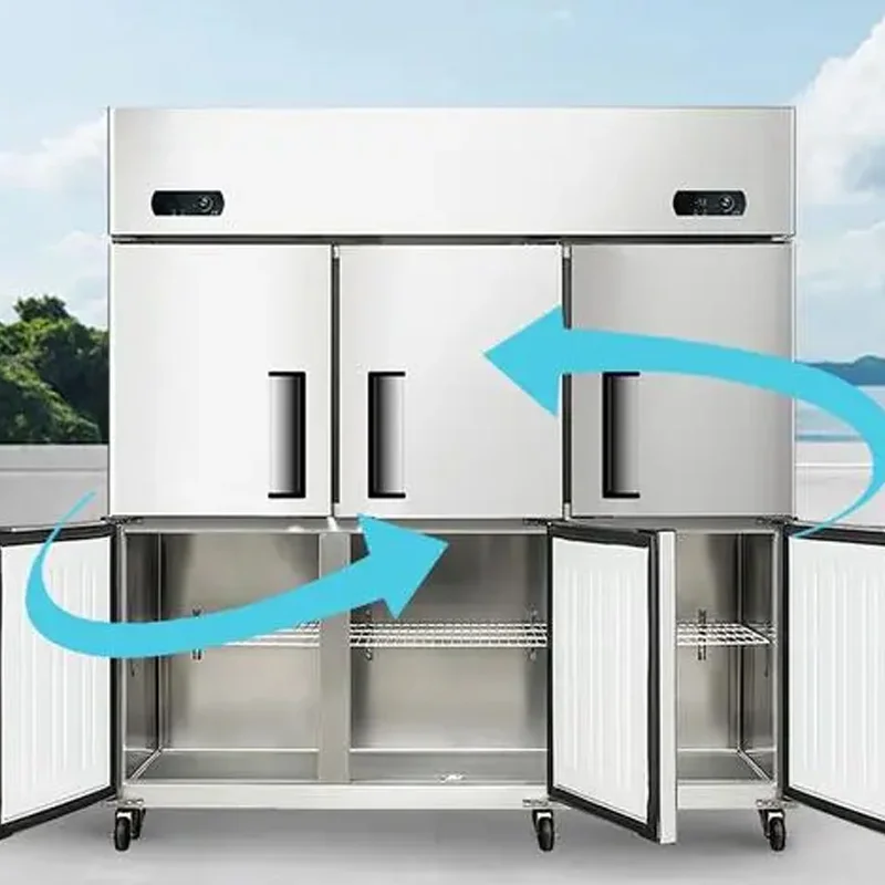 4 Doors Stainless Steel Freezer Commercial Kitchen Freezer Fridge Refrigerator Meat Fan Forced Freezer For Restaurant