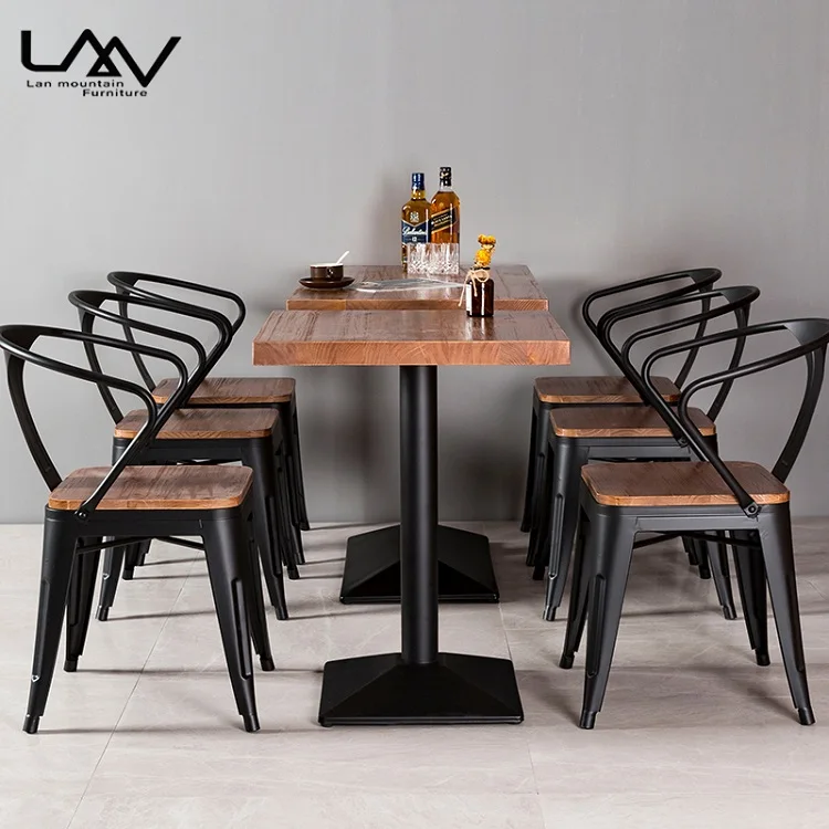 Classical Metal Dining Set Chaise Restaurant Furniture Dining room Table and Chair Sets Coffee Set