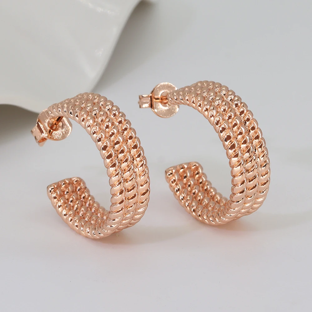 Fashion Jewelry Manufacturer Wholesale Women 18K Gold Plated Simple Twist C Shape Hoop Earrings