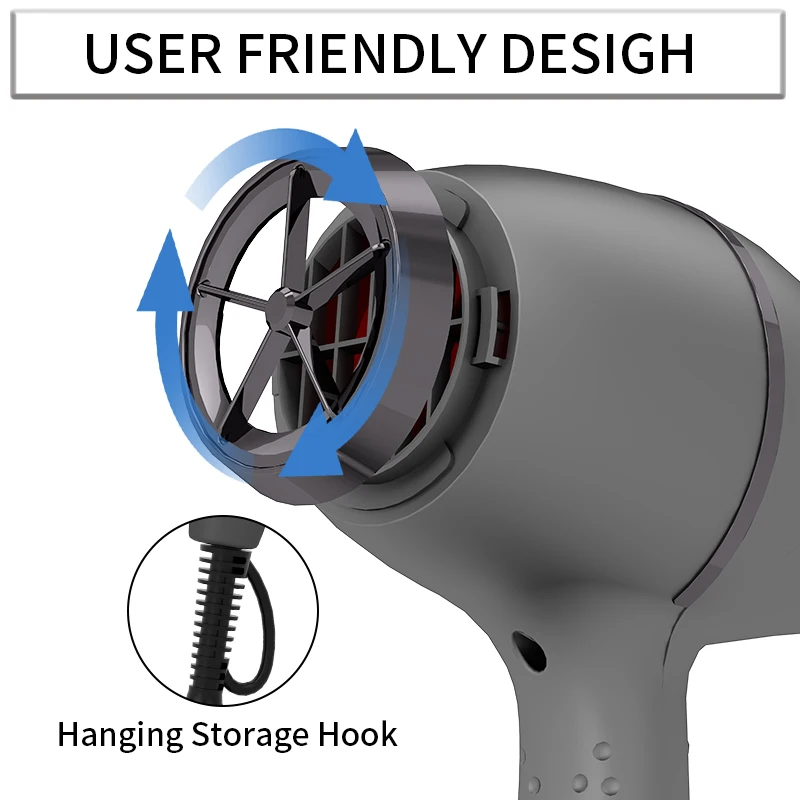 Bule wave Hair Dryers Power Cord Switch Commercial Compact 2000w Portable Electric Blowdryer Infrared Hair Dryer