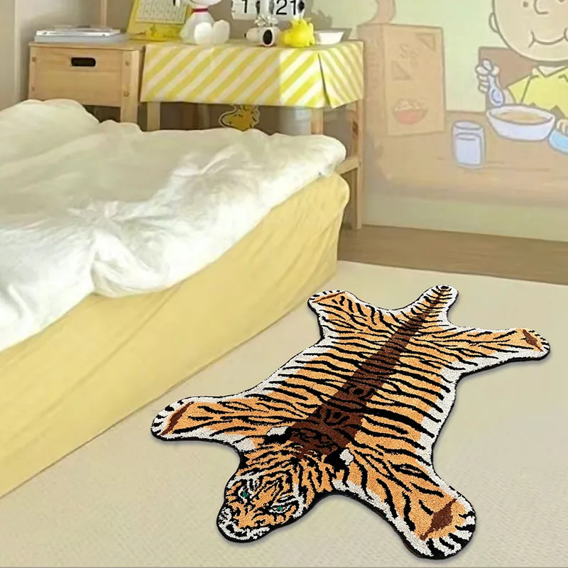 Cartoon Living Room Tiger Animal Rug Tufted High Pile Indoor Machine Washable Carpet Home Decor Fluffy Rug
