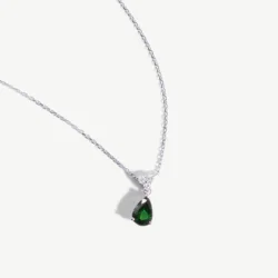 Chris April custom solid gold natural pear cut tsavorite garnet diamond charm pendant necklace