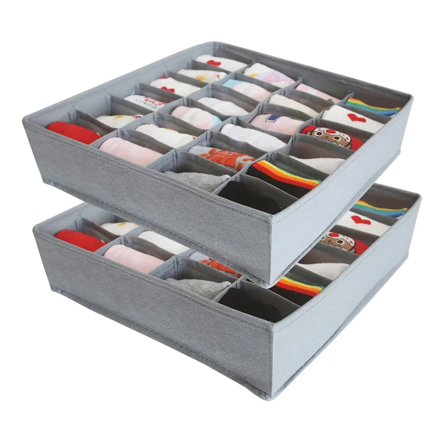 Underwear Organizer Dividers 24 Cell Drawer Organizers Fabric Foldable Cabinet Closet Organizers and Storage Boxes Sock
