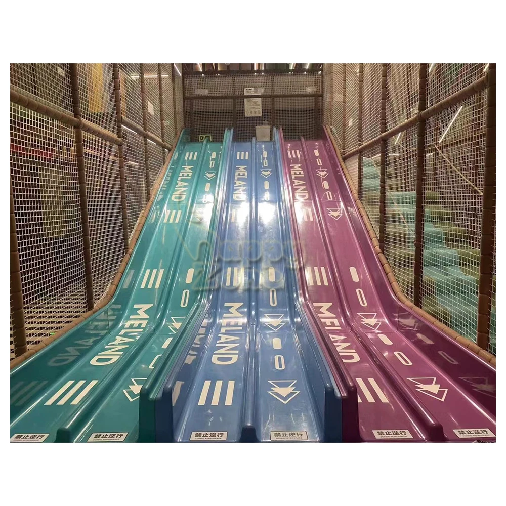 High Quality Indoor Playground Equipment Fiberglass Large Slide Multiple Lanes Slide with light for Kids Indoor play area