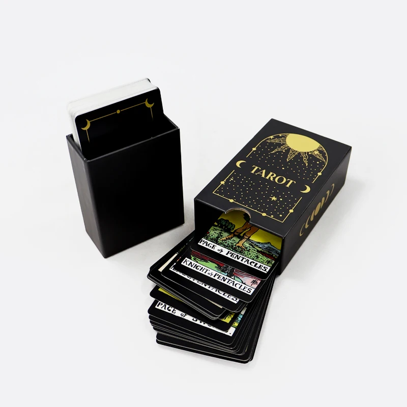 Custom Printing Luxury Foil Gold Drawer Tarot Card Divination Game Manufacture Classics Oracle Tarot Card With Guidebook