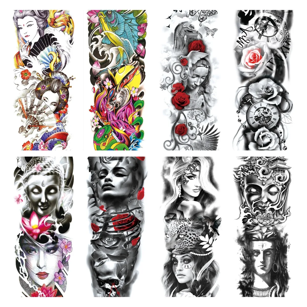 New 3D Temporary Tattoo Halloween Classic Design Henna Tattoo Stickers Water Proof Black Temporary Tattoos Wholesale