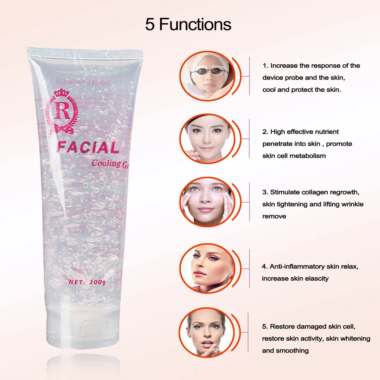 Cooling Gel Used with Beauty Device and Hair Removal Device for Women or Men in Face or Body