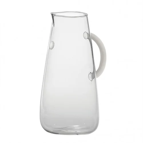 Custom Blown Decorative Heat Resistant Glass Jug Colored Borosilicate Drinking Clear Glass Carafe with Colored Rim