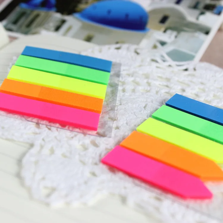 PET Material Self-Adhesive Page Markers Neon Colored Index Tabs Self-Stick mini notas adhesivas Sticky Note