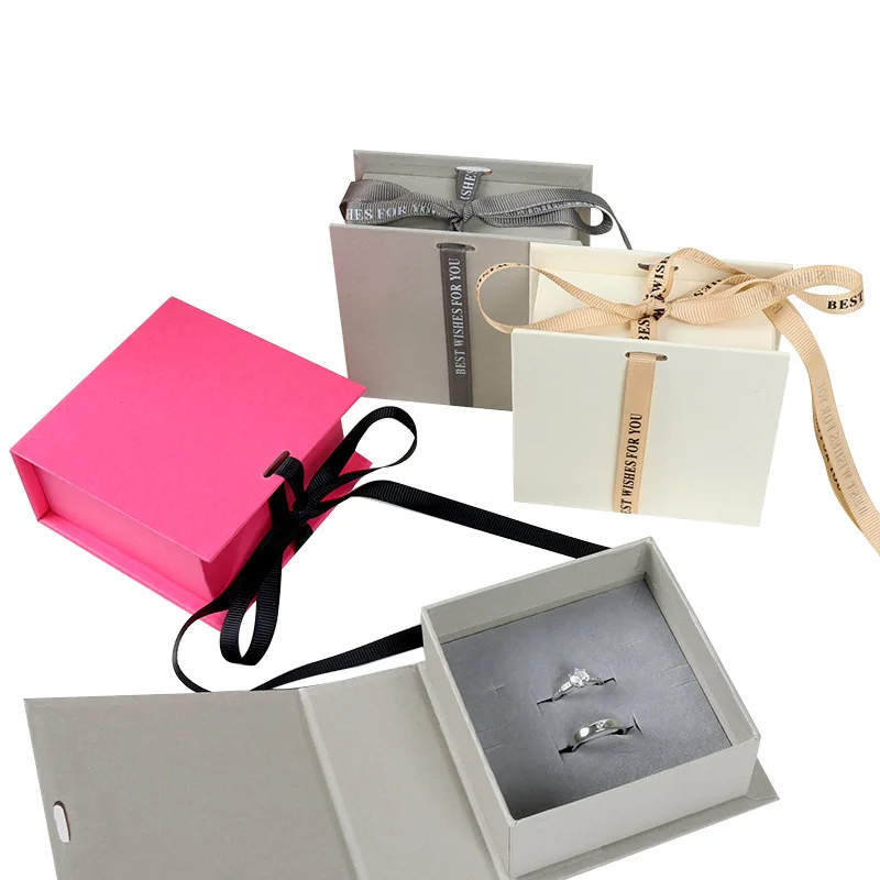 Luxury Book Shape Cardboard Necklace Ring Jewellery Packaging Boxes Jewelry Gift Box with Ribbon