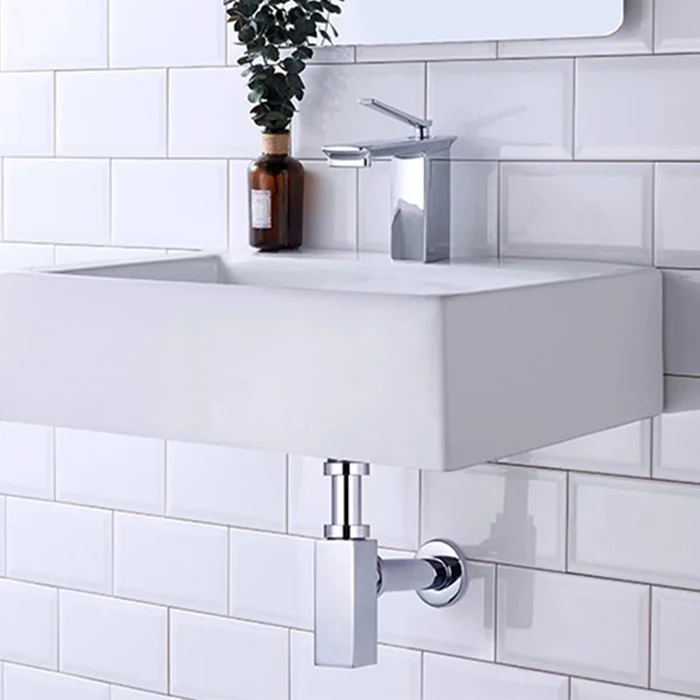 Bathroom Accessories Basin Siphon Brass Square Modern Sink Decorative Bottle Trap