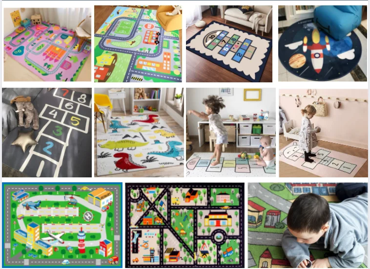 New Design Kids Bedroom Rug Anti Slip Nylon Printed Dinosaur Baby Play Floor Mat