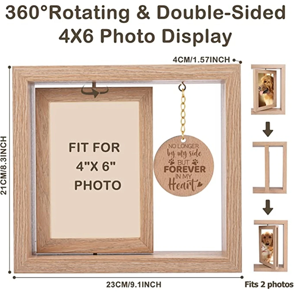 A Wooden Rotating Pet Memorial Picture Frame Gifts for Animal Lovers