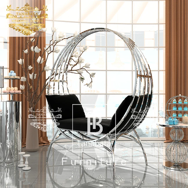 Gold metal brid cage wedding high back king chair for bride and groom