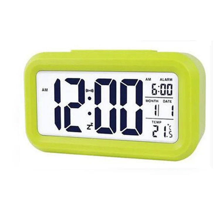Smart Square Digital Clock with Lazy Snooze and Mute Backlight Resin Body Creative Electronic Calendar Display for Dining Room