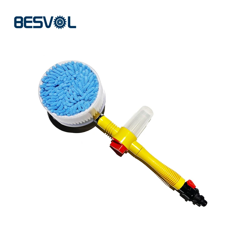 New car cleaning brush auto 360 degree water flow rotating car wash brush with soap dispenser long handle