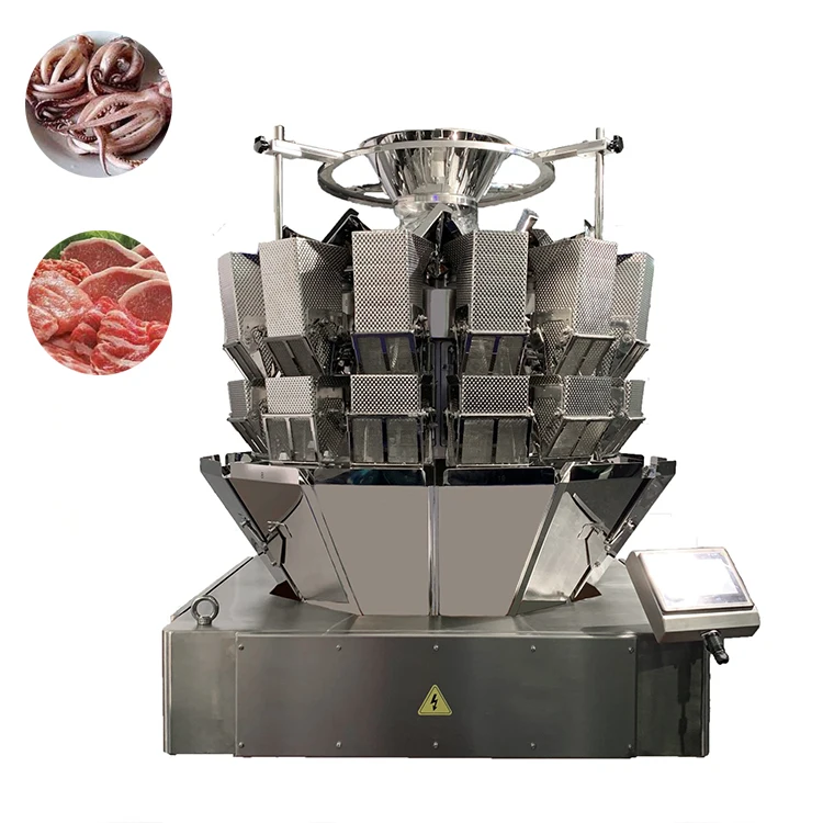 Automatic VFFS Vertical Frozen Food Packing Machine with Multihead Weigher for Dumplings Meat Balls Squid