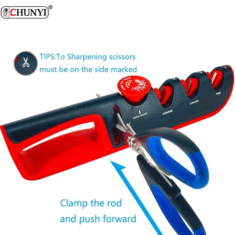 Hot Sale 4-slot 14-24 Degree Adjustable Angle Quick Grinding Scissors Knife Blades Butcher Diamond 4 Stages Knife Sharpener