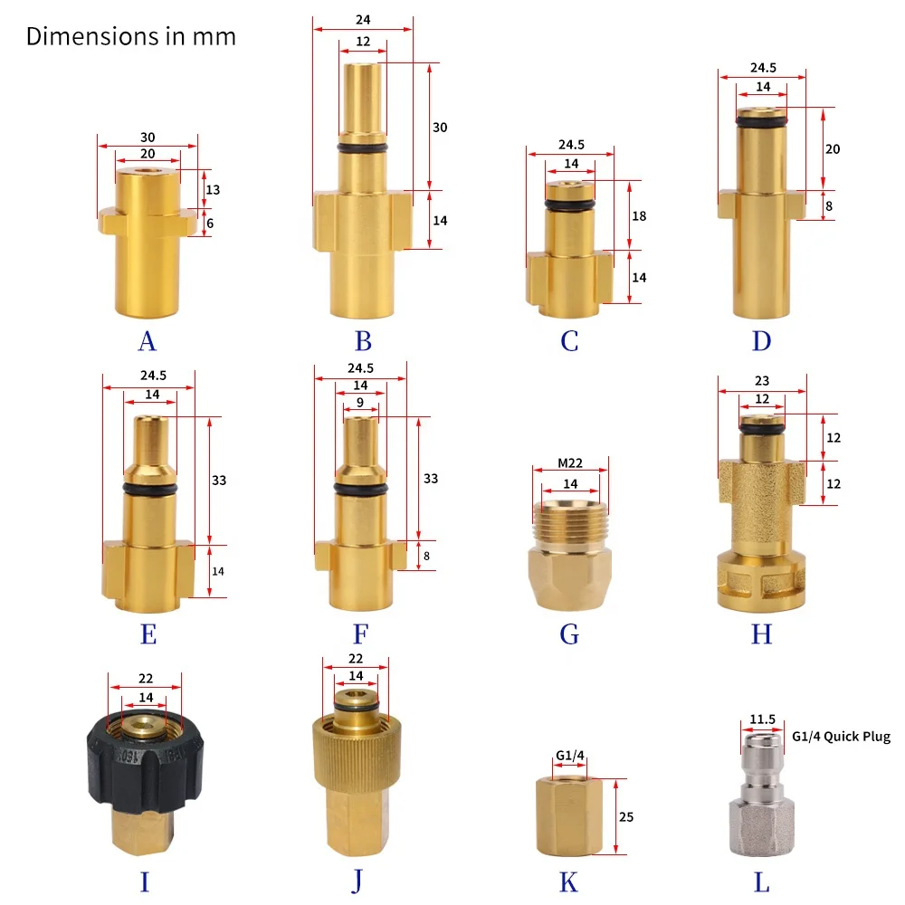 Насадка для мойки под давлением, переходник с байонетным разъемом, 1/4 дюйма, Женская пушка для снежной пены