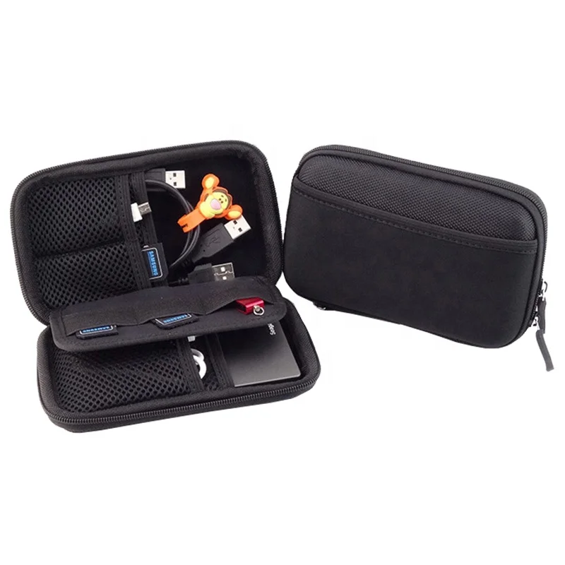 portable adhesive black eva zipper small case for hard drives 2.5 wd external hard disk case