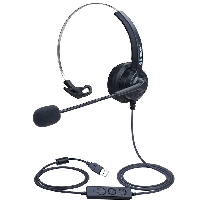 Dh600 call center operator headset customer service USB headset plug-in computer uses the voice card chip of customer service