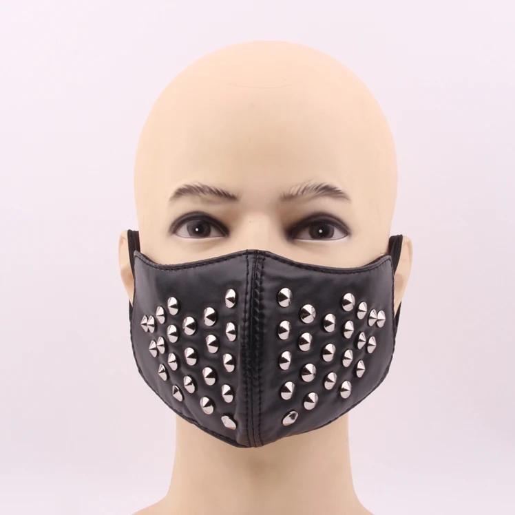 New carnival  leather personality punk rivet black half face anti pollution halloween party knight Motorcycle bike riding mask