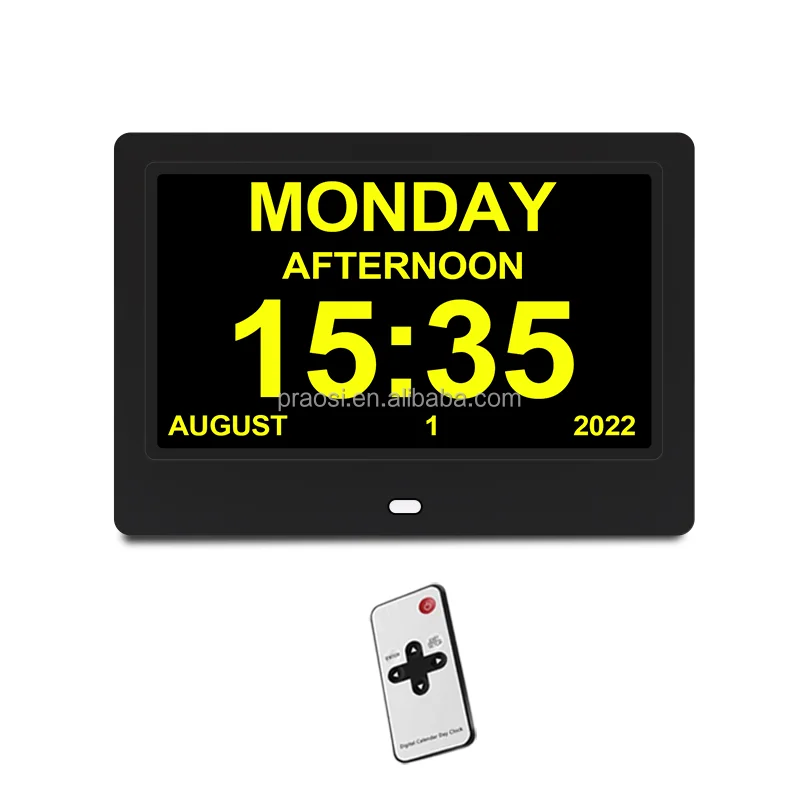Red White Blue Color Extra Large Display AM PM 25 Alarms 7 8 10 12 15 Inch Digital Calendar Day Clock For Impaired Vision