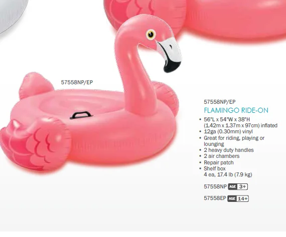 INTEX 57558 Inflatable Pink Flamingo Ride-on Mega Pool Swimming Outdoor Beach Water Play Equipment Float
