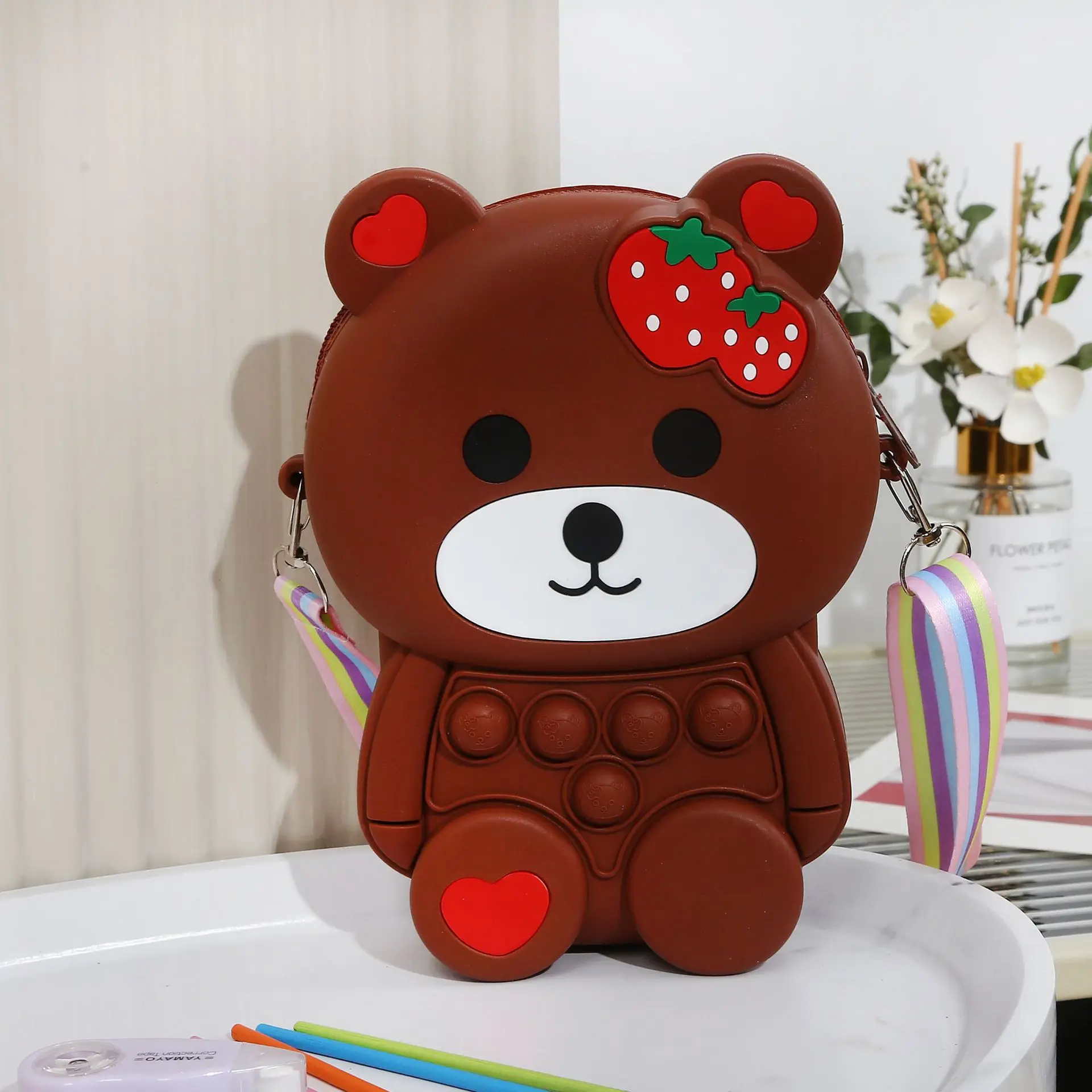 Bear Silicone Bag Cute Rat Killer Pioneer Oblique Bag New Fashion Girl Cartoon Wallet