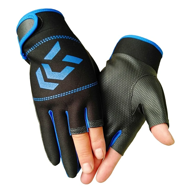  1 Pair Outdoor Fishing Gloves Women Men Protection Anti-slip Three Fingers Half Finger