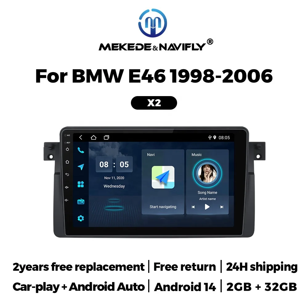 MEKEDE Car multimedia player Android Auto stereo support dvr WIFI FM 1024*600 for  BMW E46 1998 1999 2001 2002 2004 2006
