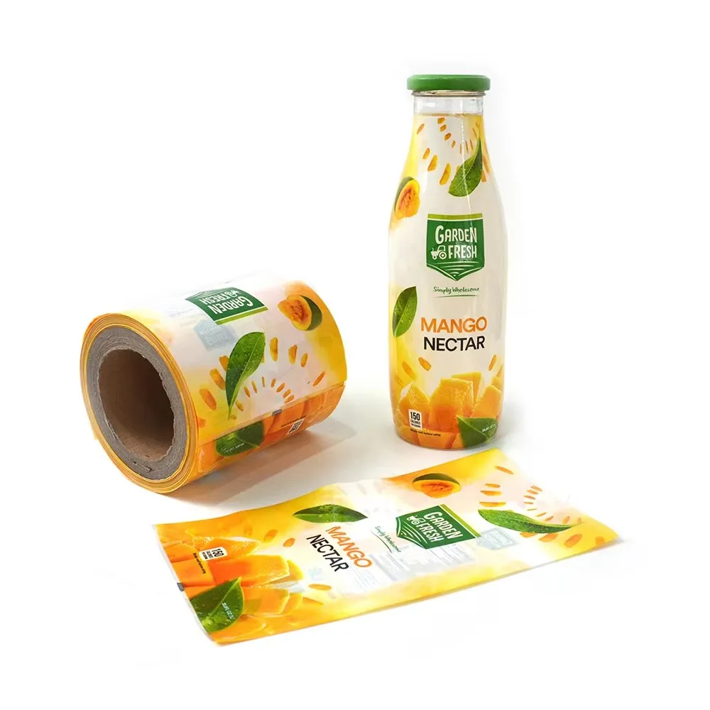 Printed Metallic ink Ink Shrink Sleeve Label Shrinkable Wrap Band Heat Sensitive Glass Jar Bottle Sleeve Label