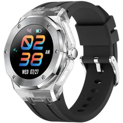 2023 New Fashion Blue Orange White Transparent Case Crystal Tough Material 3ATM Waterproof Smart Watch for Mens Watches