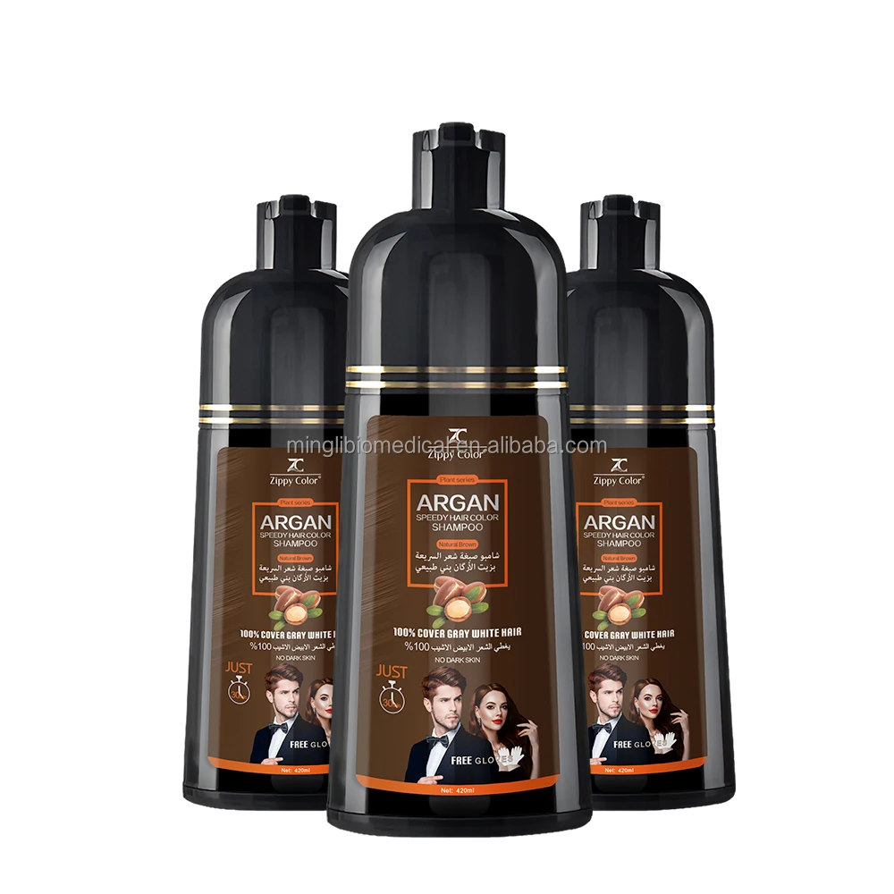 Magic Natural Brown Hair Color Shampoo with Argan Oil OEM & ODM Private Label Hair Dye Shampoo Free Sample Tinte Cabello Color