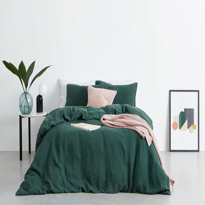 organic flax linen bed cover bedding set with bedsheets sets duvet cover