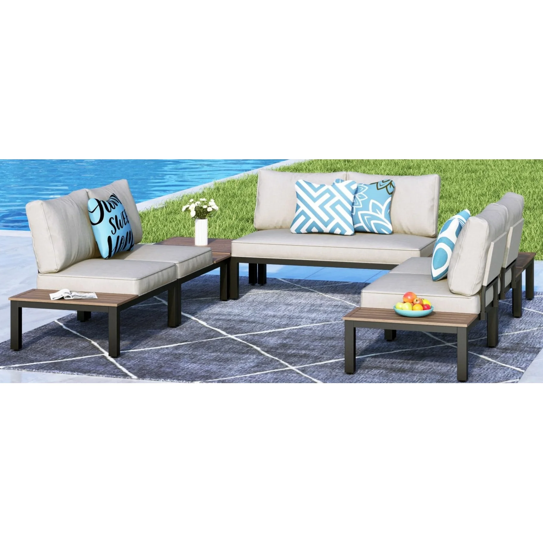 Modern Aluminum Garden Sofas Outdoor Furniture Outdoor Sofas Patio Furniture Set Outdoor Garden Furniture With Coffee Table
