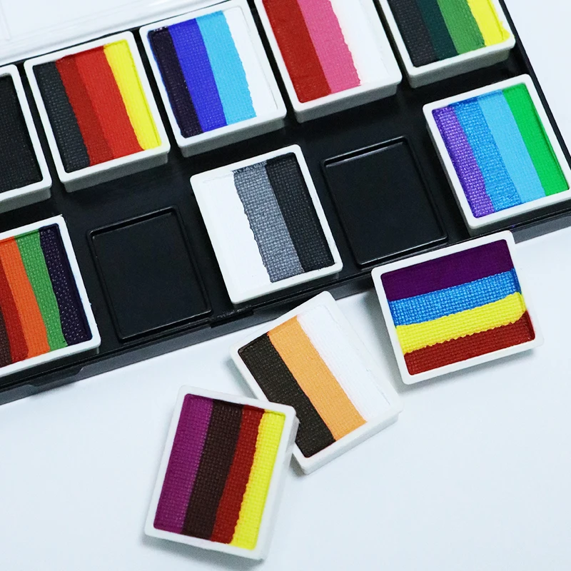 12 видов цветов активированную воду профессиональный уход за кожей лица живопись Сплит торт краски палитра краски для лица и принадлежности для боди-арта