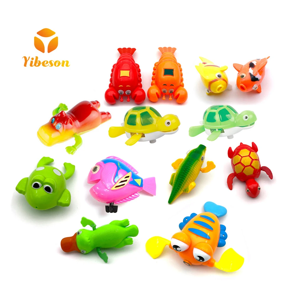 Baby Bath Swimming Plastic Rotation Clockwork Cute Animal Hippo Crocodile Frog Turtle Wind Up Fish Toys