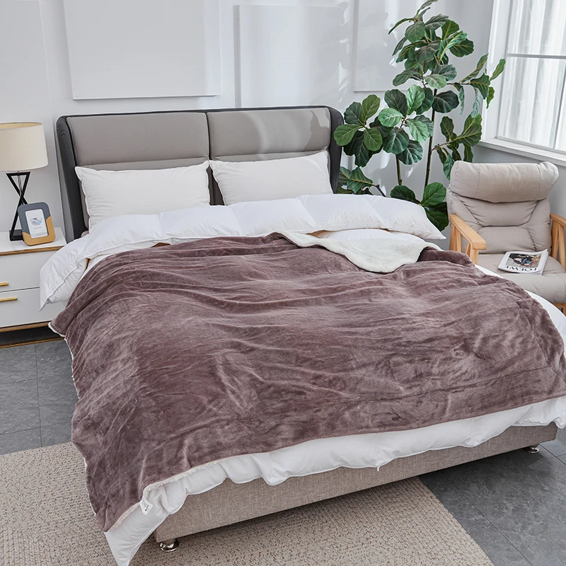 Высококачественное Двухслойное флисовое покрывало для кровати, уютное толстое полярное теплое зимнее одеяло из шерпы